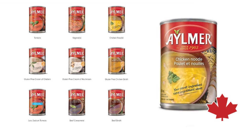 Made in Canada canned soups, aylmer soups, made in canada